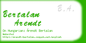 bertalan arendt business card